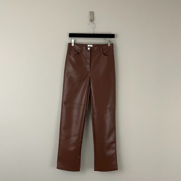 Artizia Wilfred The Melina Vegan Leather Pants in Brown Size 4 - Picture 1 of 6